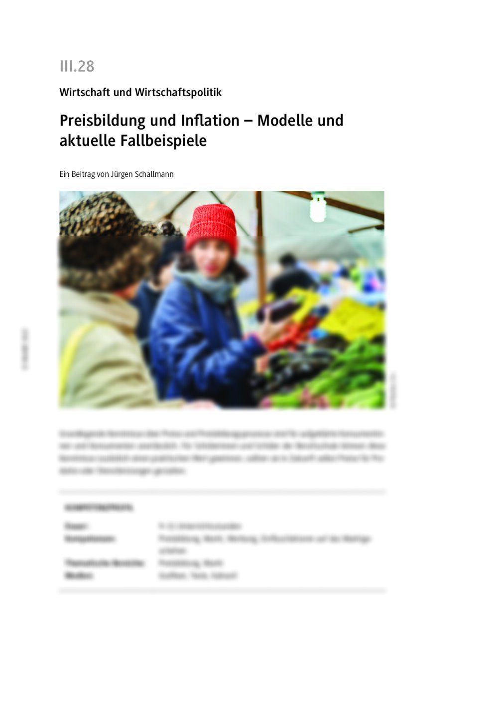 Preisbildung und Inflation  - Seite 1