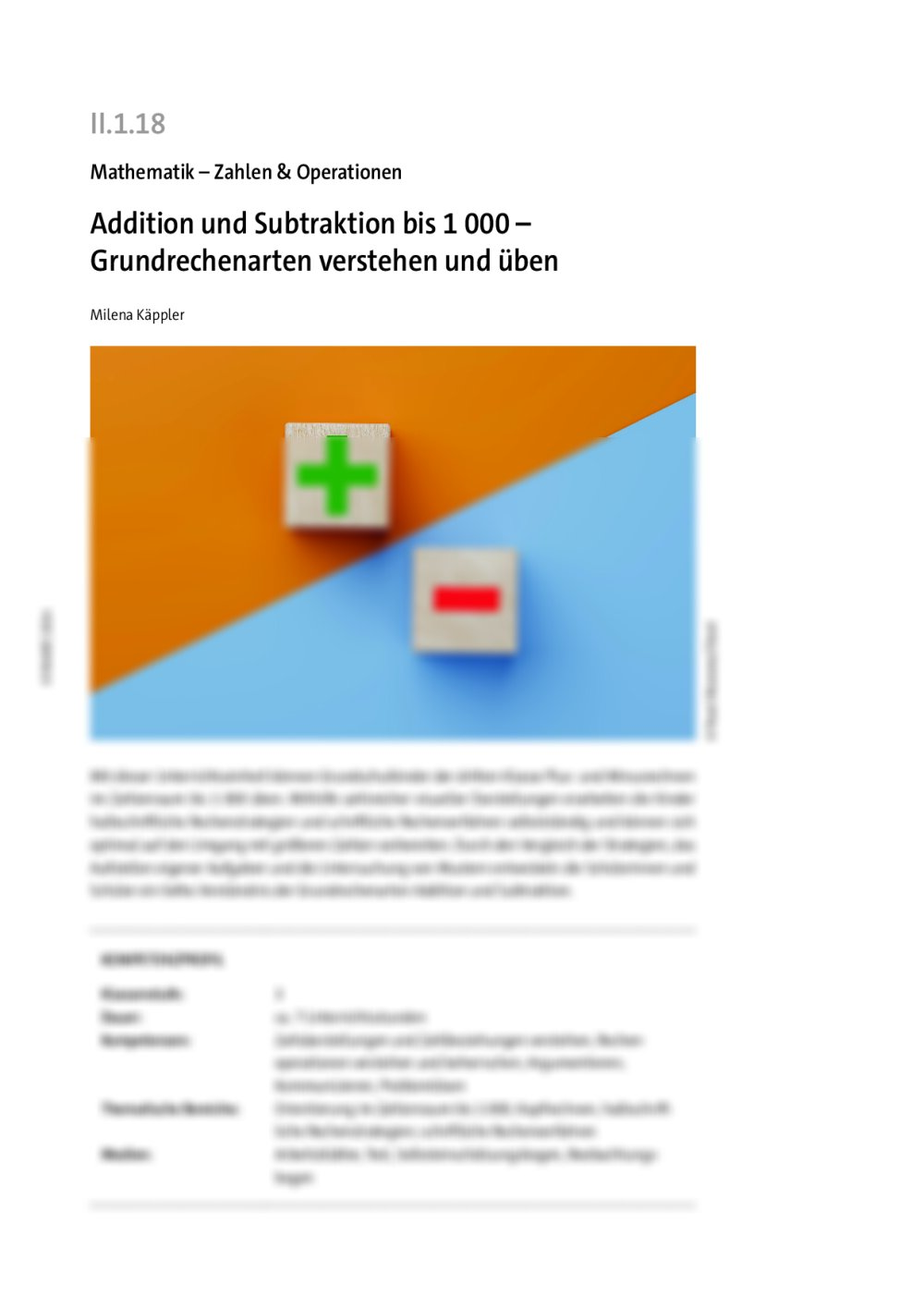 Addition und Subtraktion bis 1000 - Seite 1