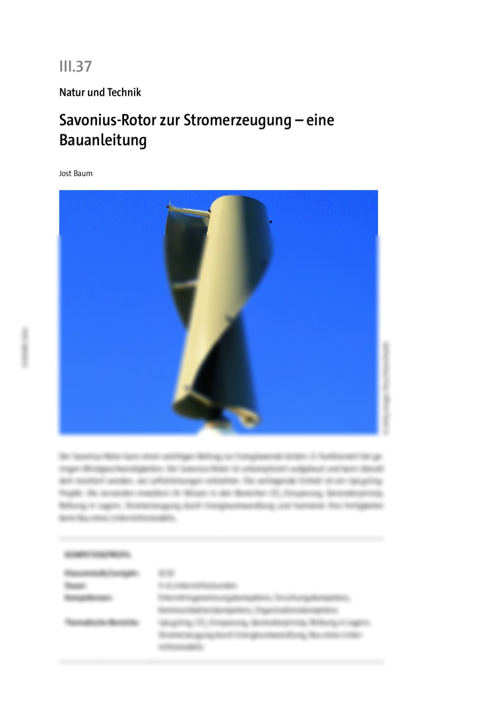 Savonius-Rotor zur Stromerzeugung  - Seite 1