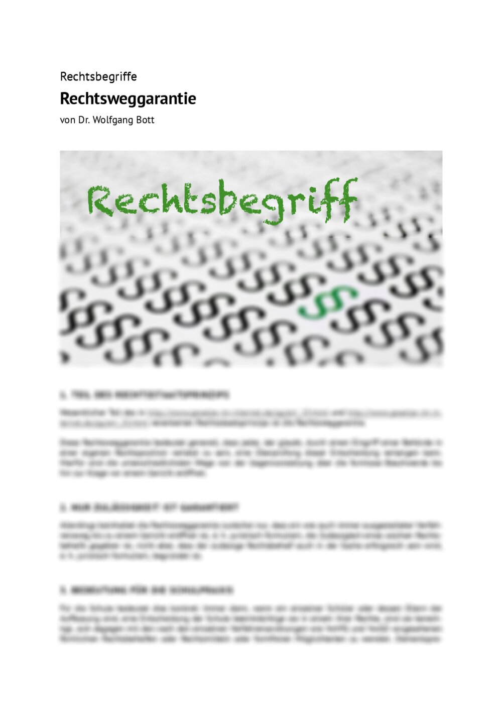 Rechtsbegriff: Rechtsweggarantie - Seite 1