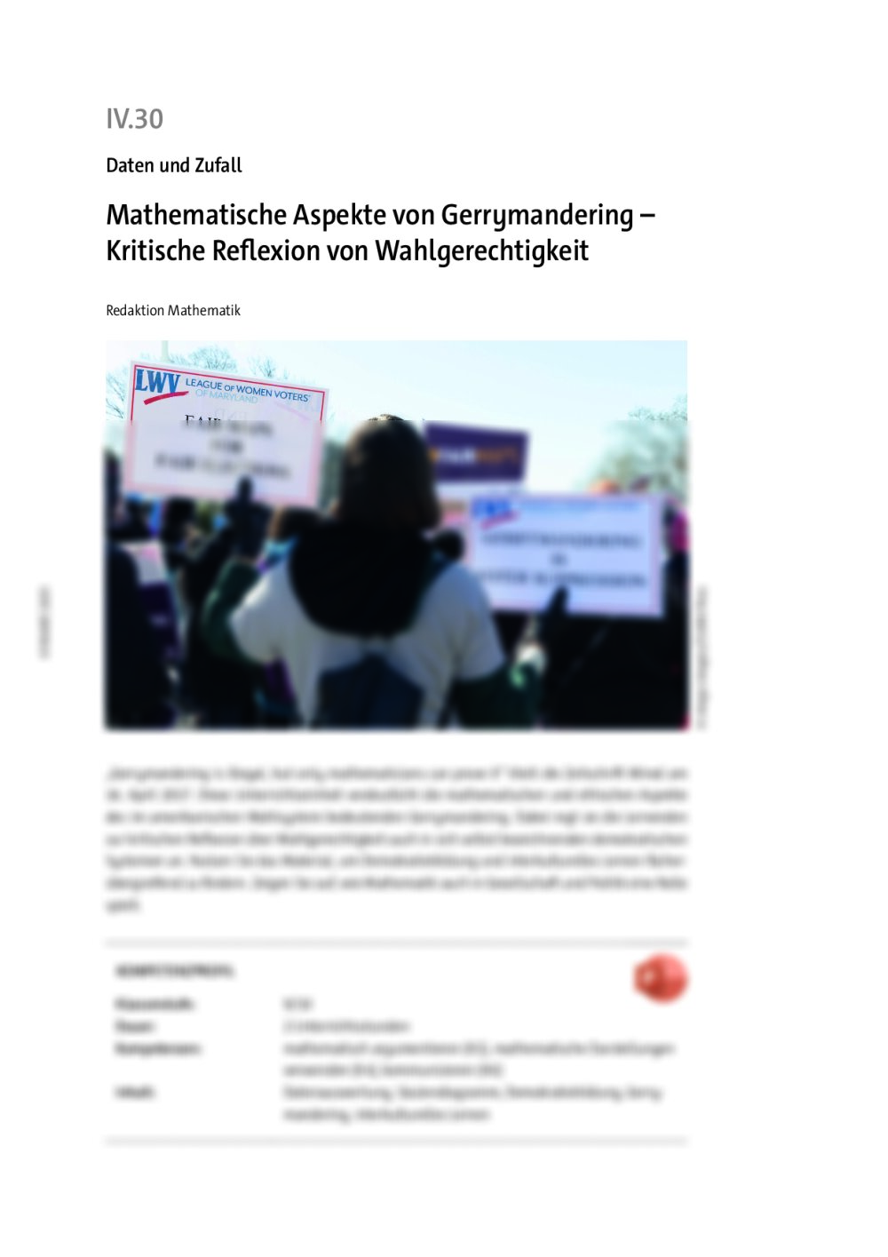 Mathematische Aspekte von Gerrymandering  - Seite 1