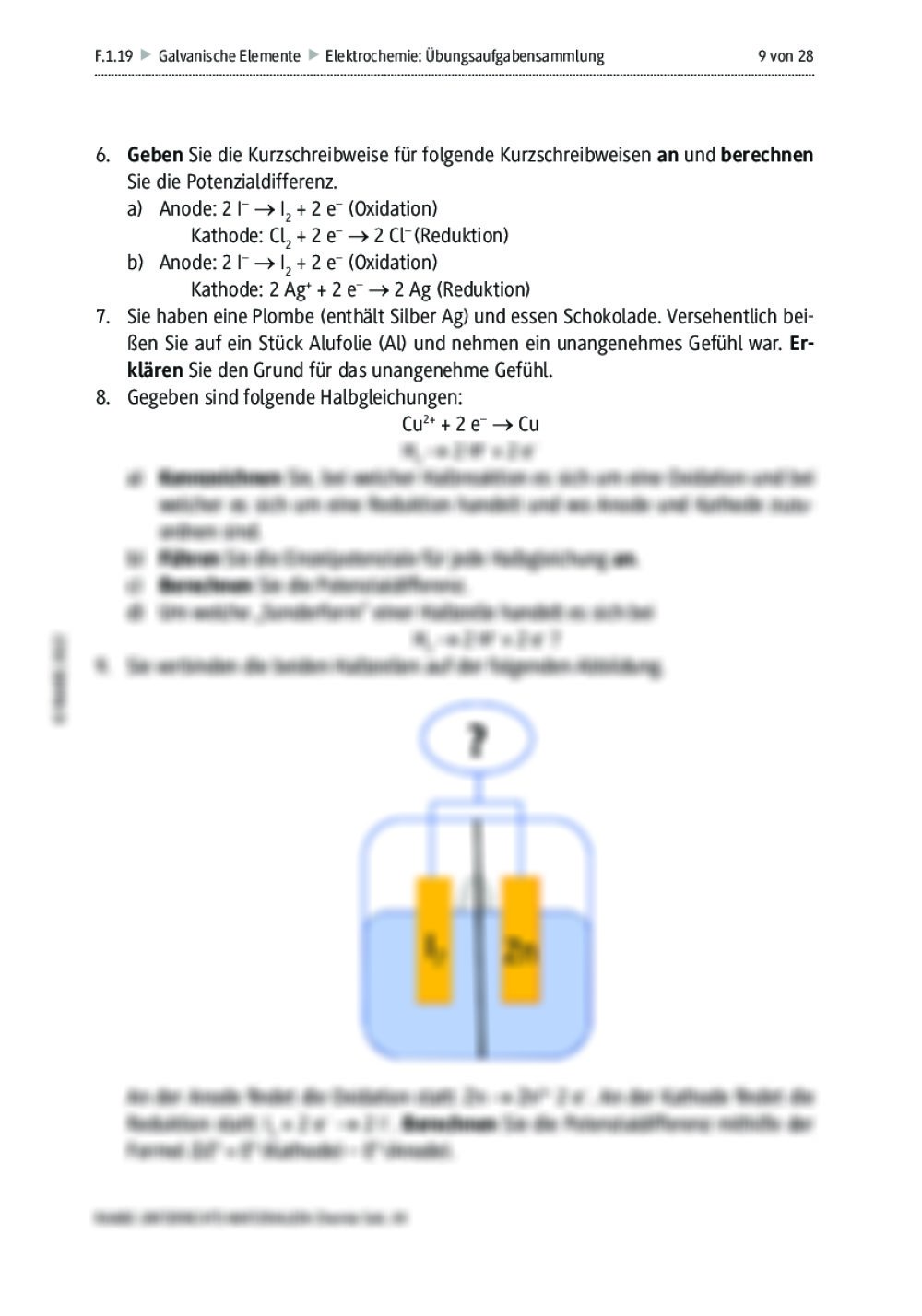 Elektrochemie: Übungsaufgabensammlung | RAAbits Online