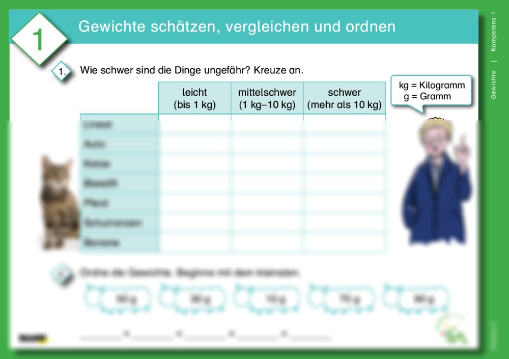 Differenzierte Übungskartei: Gewichte (Klasse 3) - Seite 1