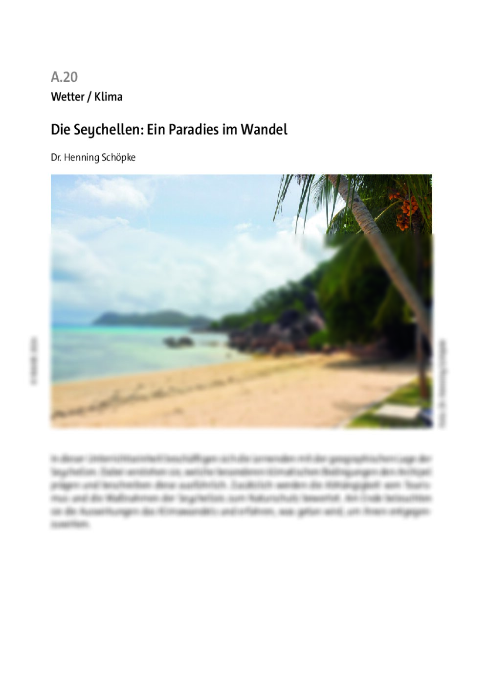 Die Seychellen: Ein Paradies im Wandel - Seite 1