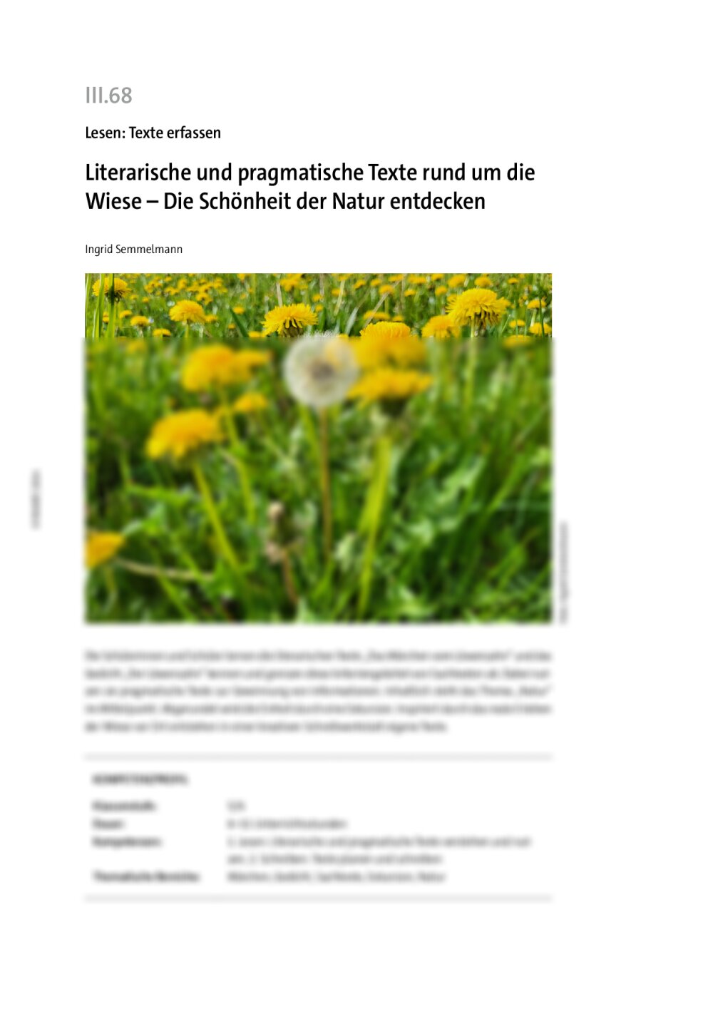 Literarische und pragmatische Texte rund um die Wiese - Seite 1