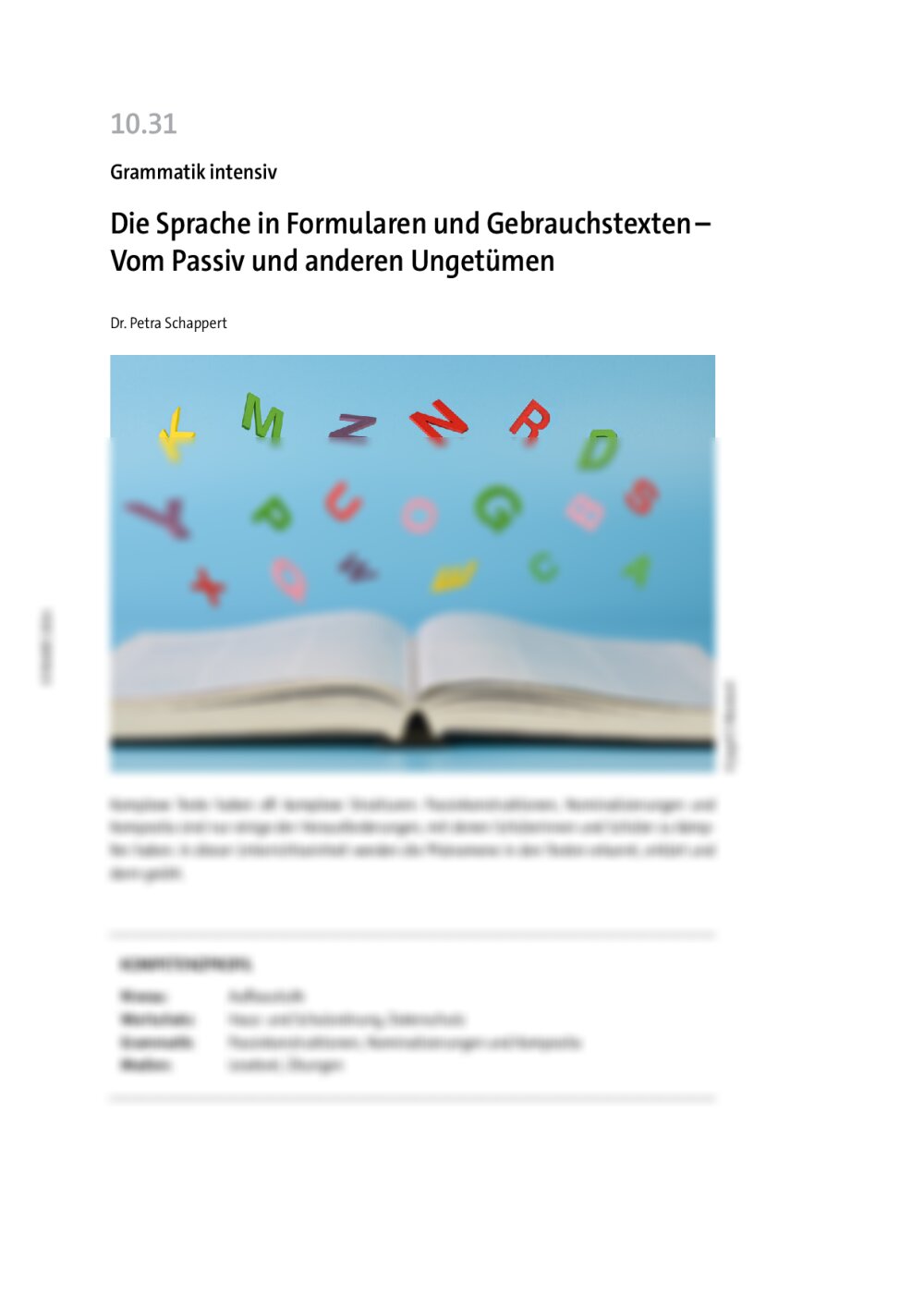 Die Sprache in Formularen und Gebrauchstexten - Seite 1