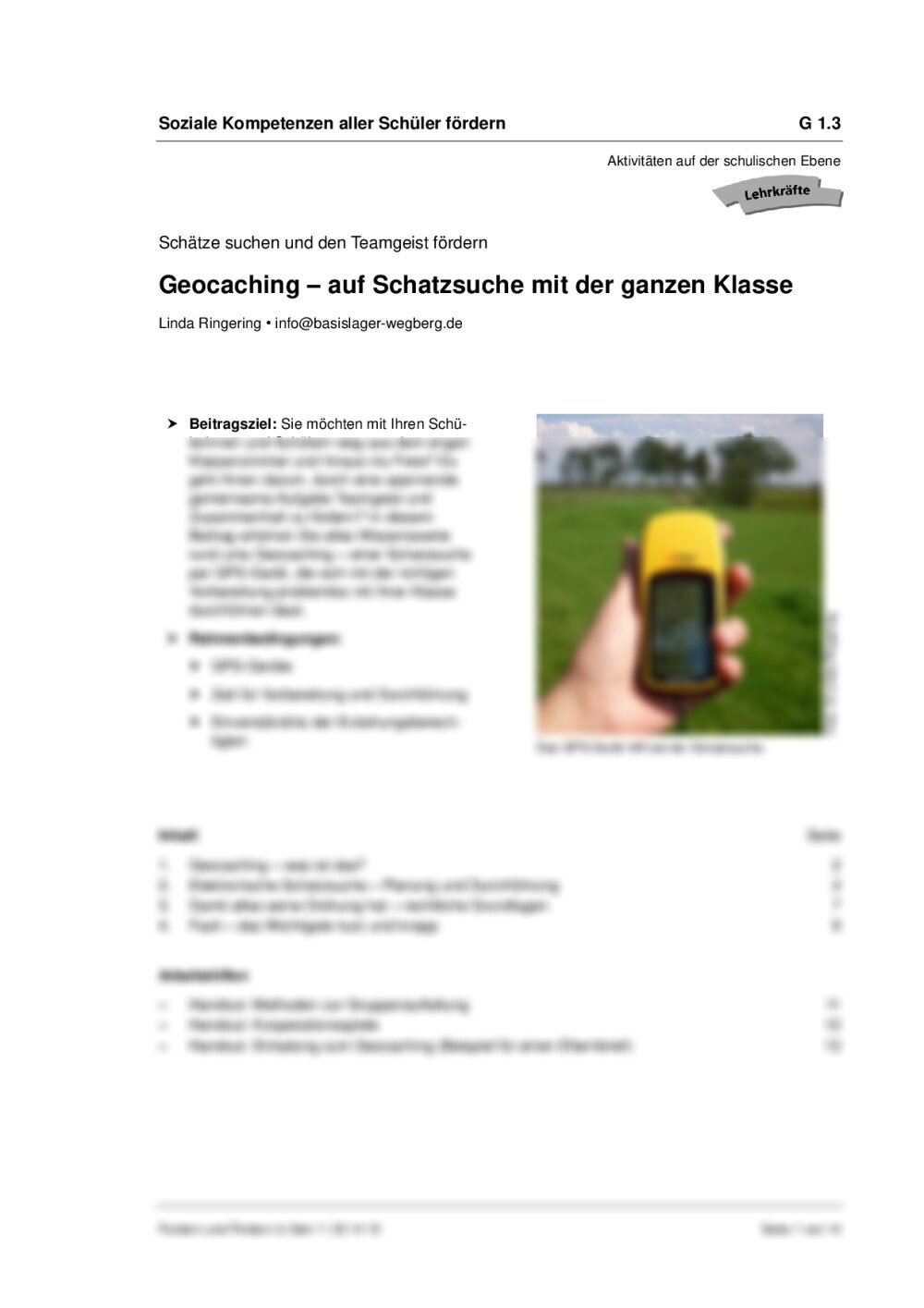 Geocaching – auf Schatzsuche mit der ganzen Klasse - Seite 1