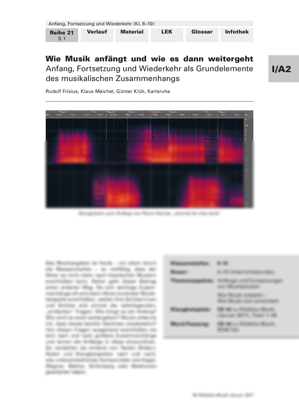 Anfang, Fortsetzung und Wiederkehr als Grundelemente des musikalischen Zusammenhangs - Seite 1