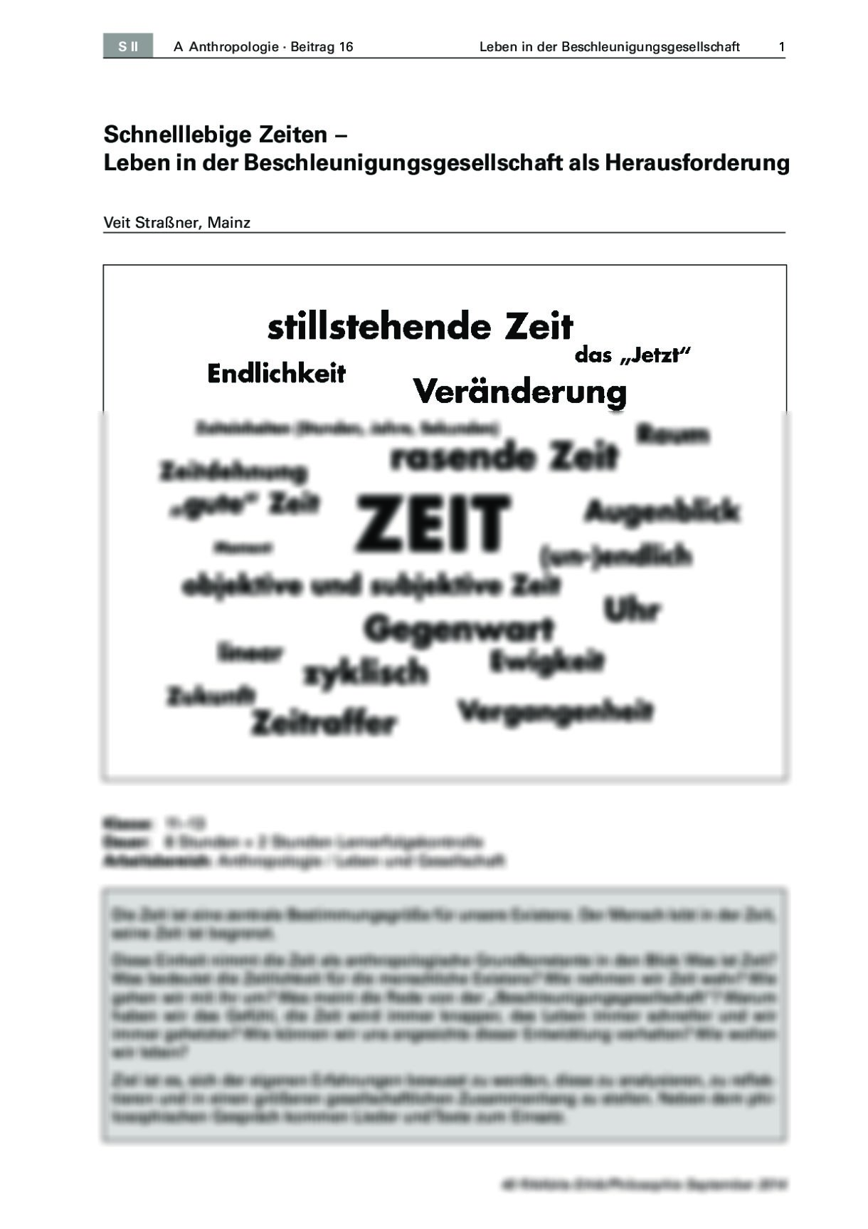 Schnellebige Zeiten – Leben in der Beschleunigungsgesellschaft als Herausforderung - Seite 1