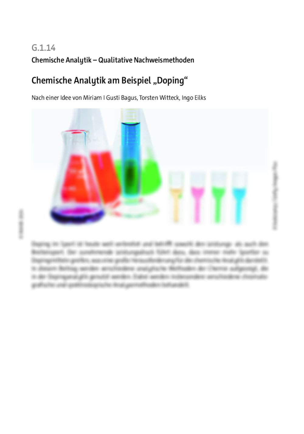 Chemische Analytik am Beispiel „Doping" - Seite 1