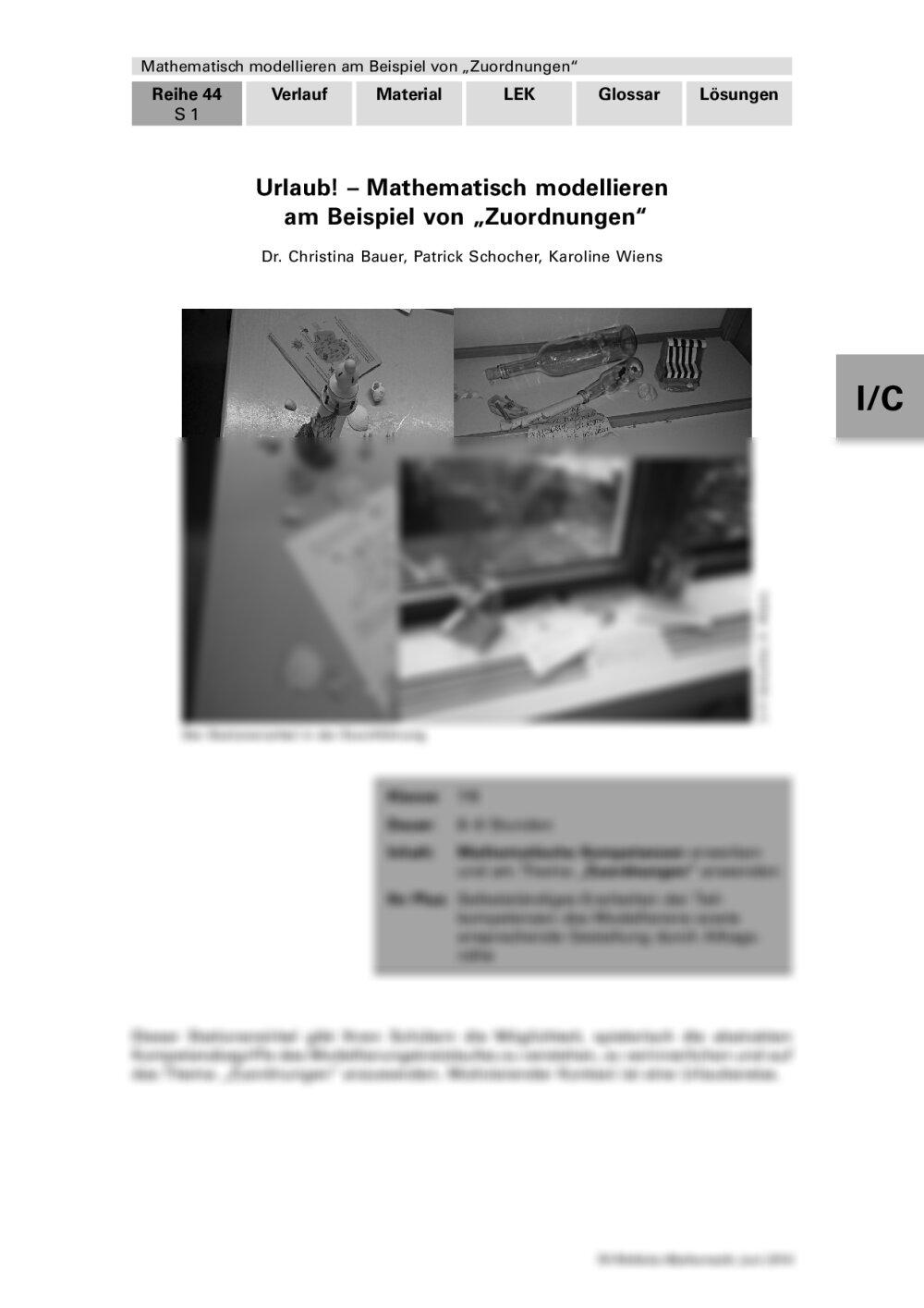 Urlaub! - Mathematisch modellieren am Beispiel von "Zuordnungen" - Seite 1