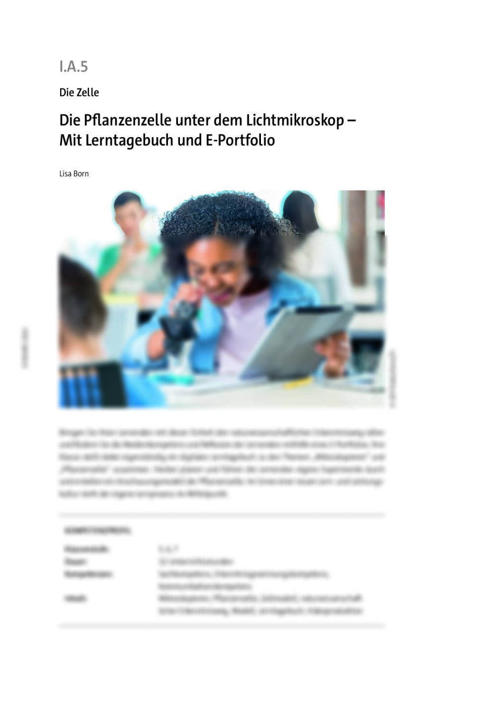 Die Pflanzenzelle unter dem Lichtmikroskop - Seite 1