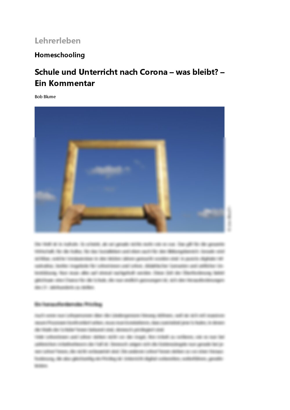 Schule und Unterricht nach Corona – was bleibt? - Seite 1