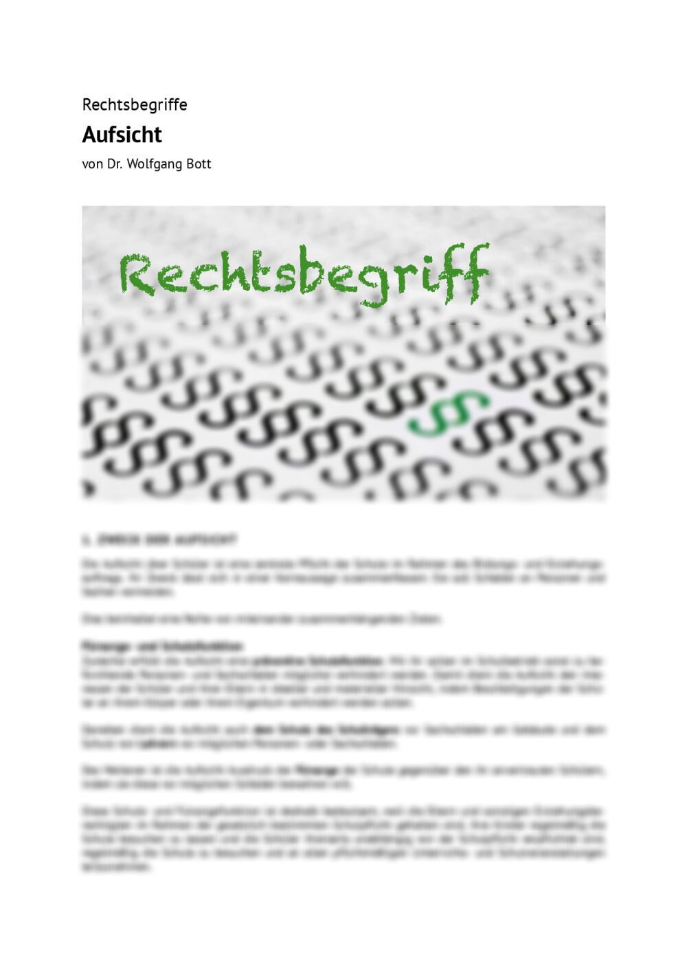 Rechtsbegriff: Aufsicht - Seite 1