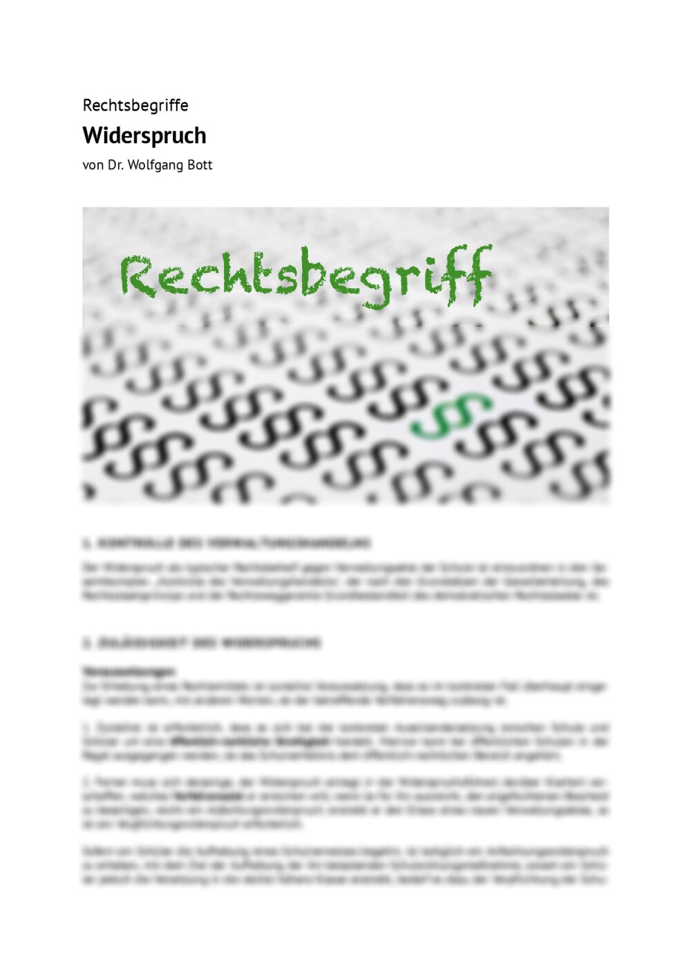 Rechtsbegriff: Widerspruch - Seite 1