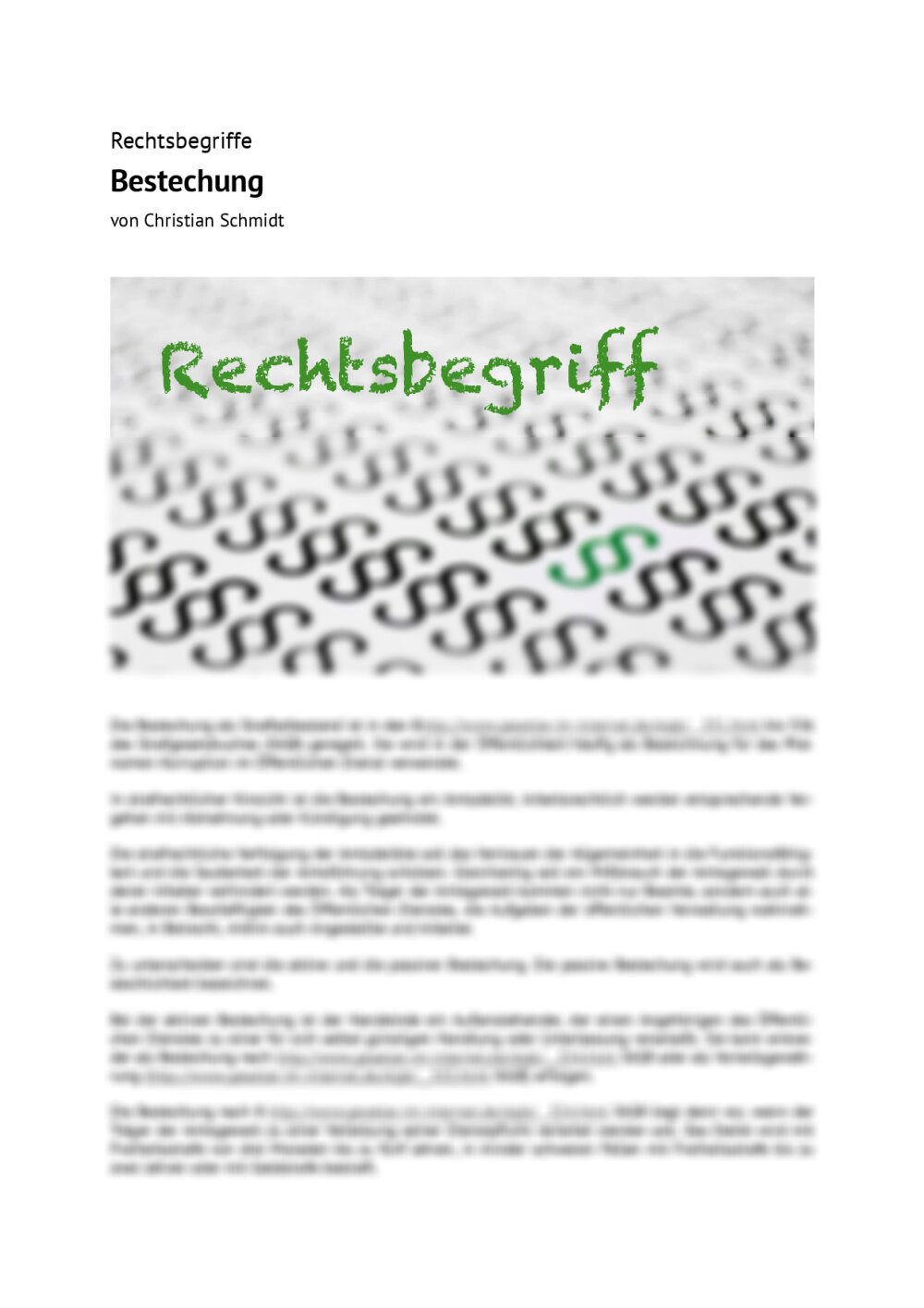 Rechtsbegriff: Bestechung - Seite 1