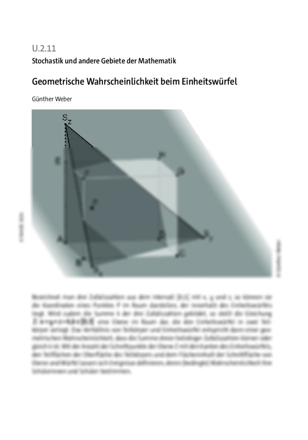 Geometrische Wahrscheinlichkeit beim Einheitswürfel - Seite 1