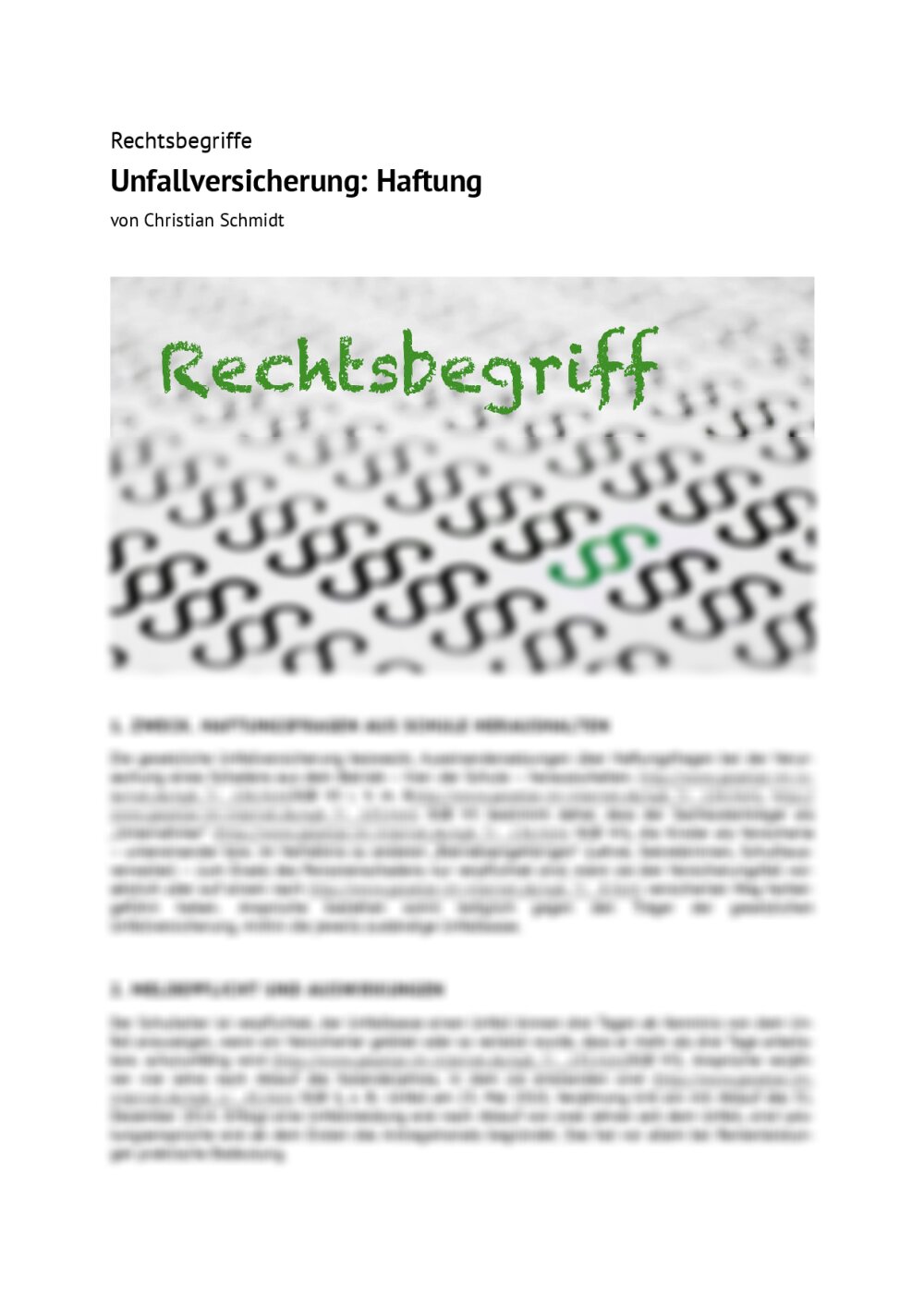 Rechtsbegriff: Unfallversicherung: Haftung - Seite 1