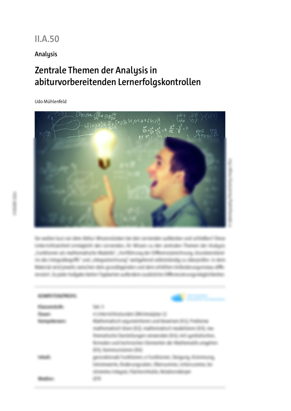 Zentrale Themen der Analysis in abiturvorbereitenden Lernerfolgskontrollen - Seite 1