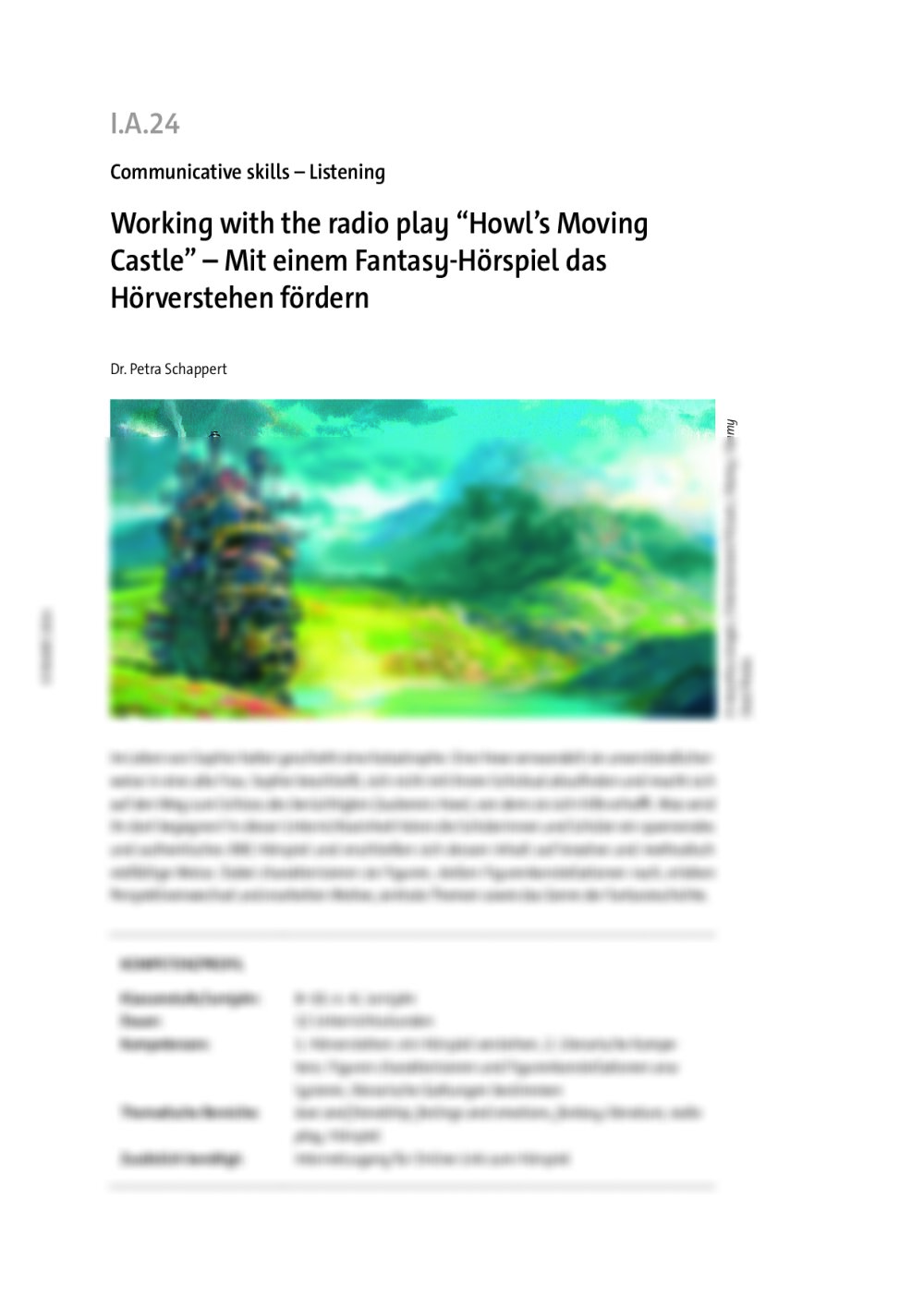 Working with the radio play “Howl’s Moving Castle”  - Seite 1