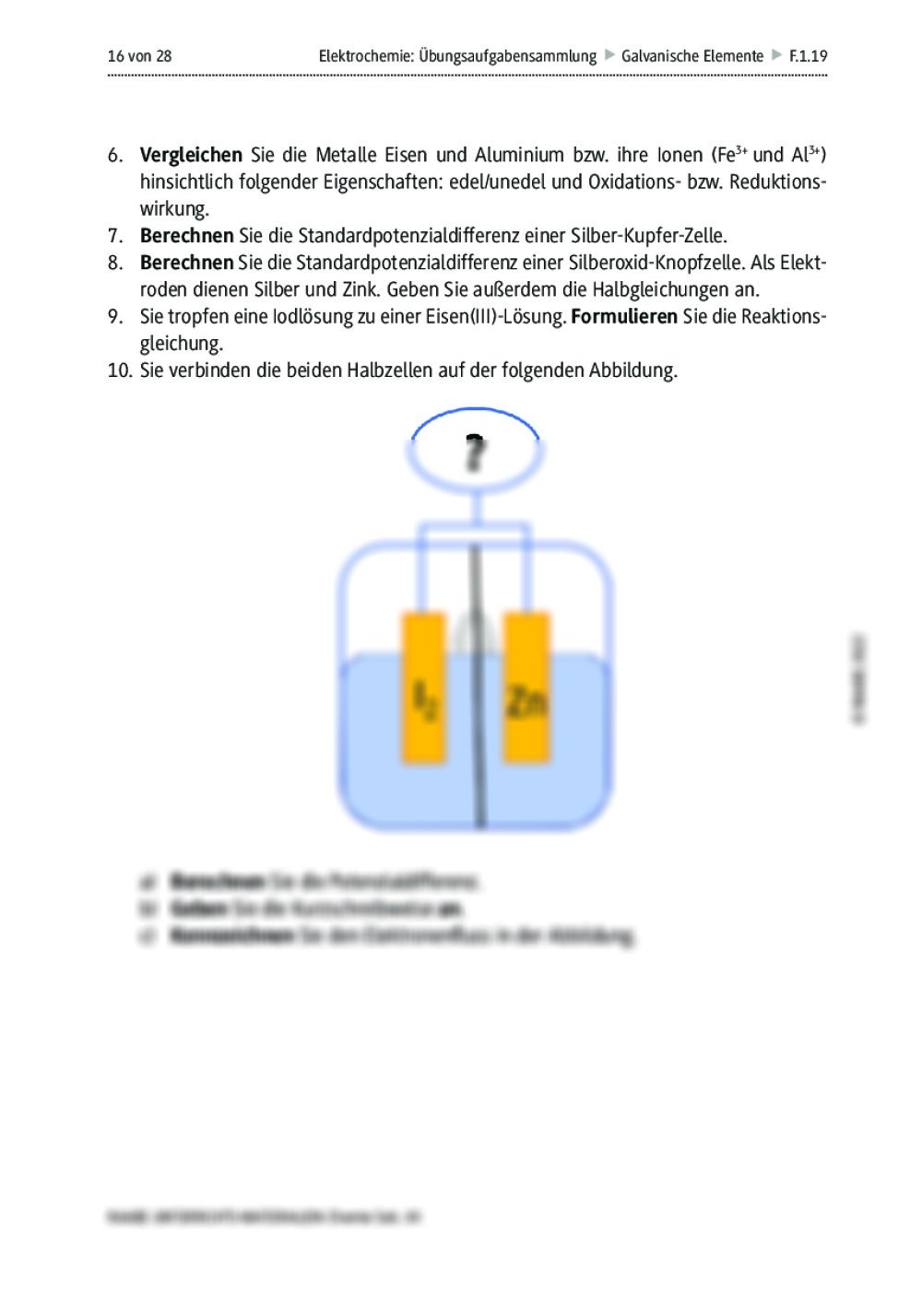 Elektrochemie: Übungsaufgabensammlung | RAAbits Online